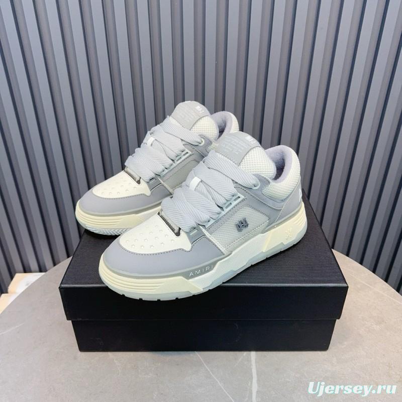 2024 Unisex Amiri Grey White Leather Suede Sneakers MJ00360