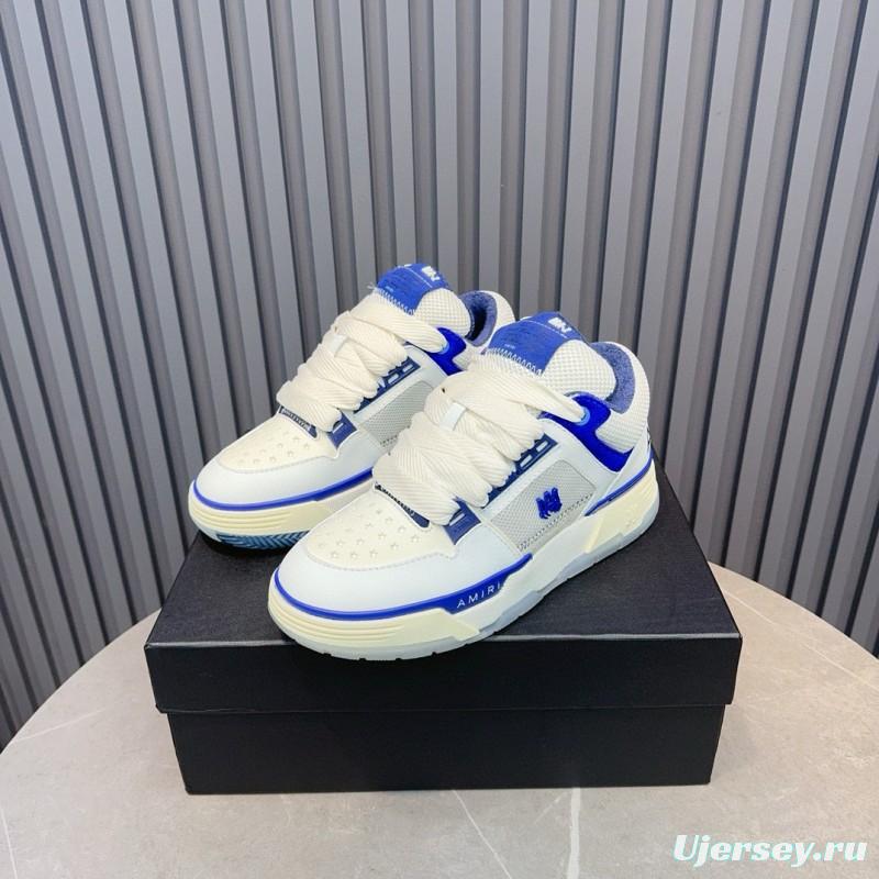 2024 Unisex Amiri White Blue Leather Sneakers MJ00360