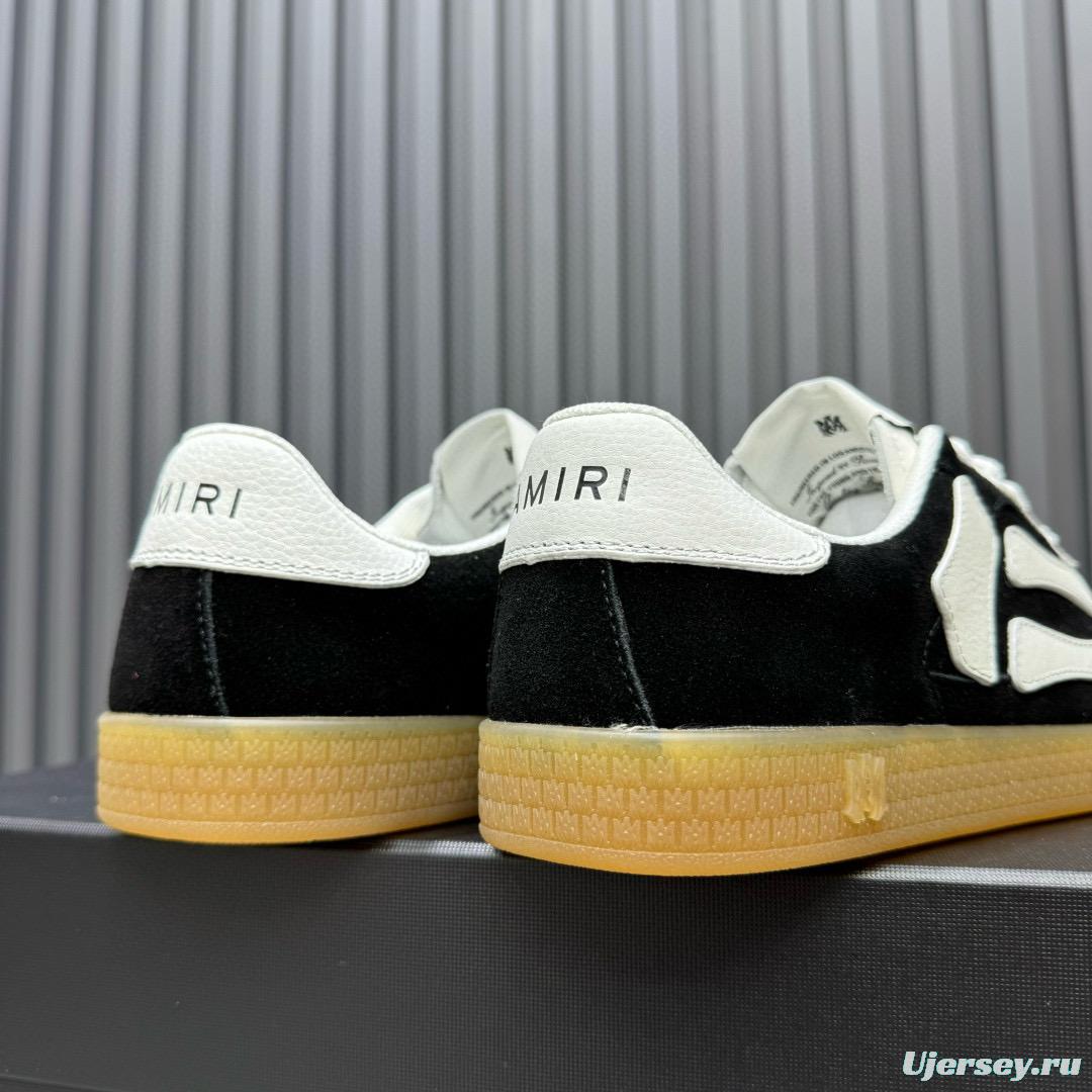 2024 Unisex Amiri Black White Suede Leather Sneakers MJ00300
