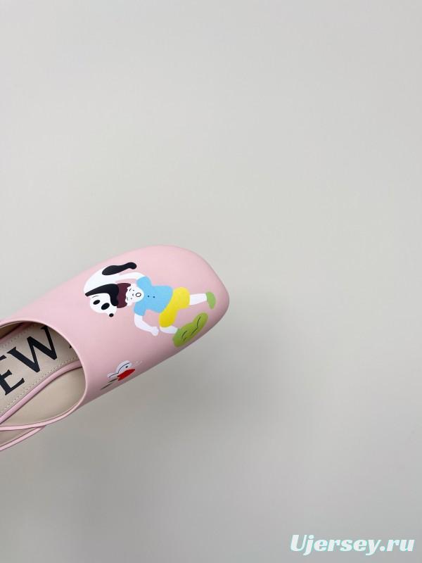 2025 Women Loewe Pink Leather Slippers LY00270