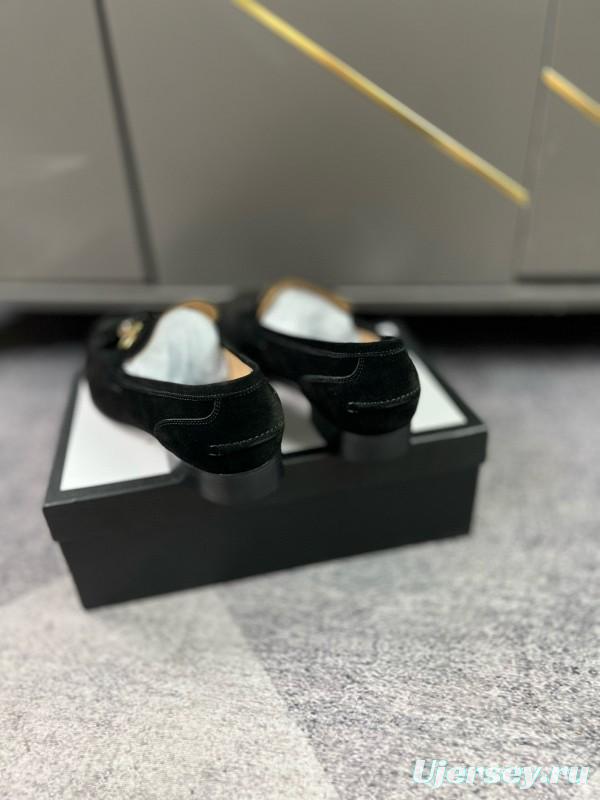 2024 Men Gucci Black Suede Leather Loafers MJ00280