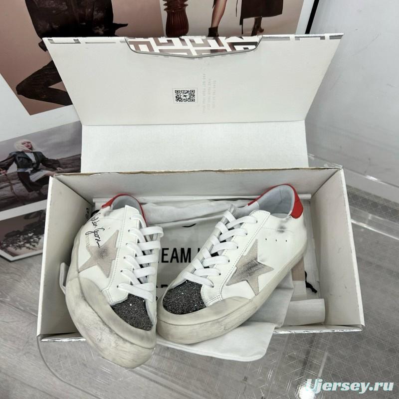 2025 Women GGDB White Red Leather Sneakers