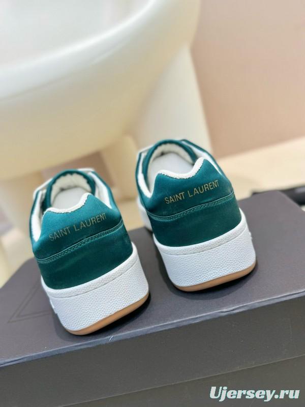 2024 Unisex Yves Saint Laurent Green Satin Casual Sneakers