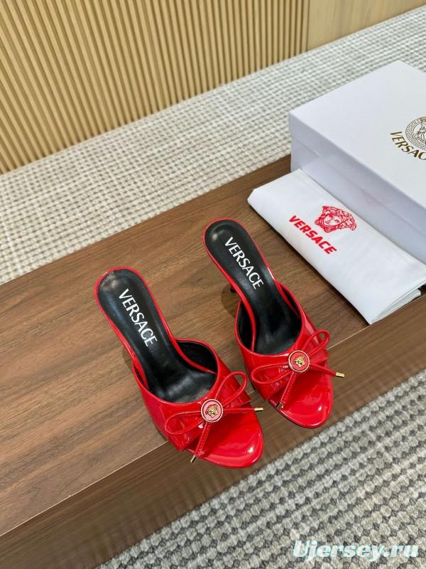 2025 Women VERSACE Red Patent Leather High Heel Bow LY00210