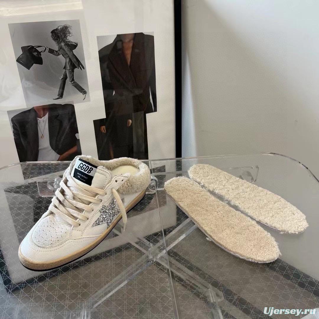 2024 GGDB white silver leather shearling sneakers MJ00280