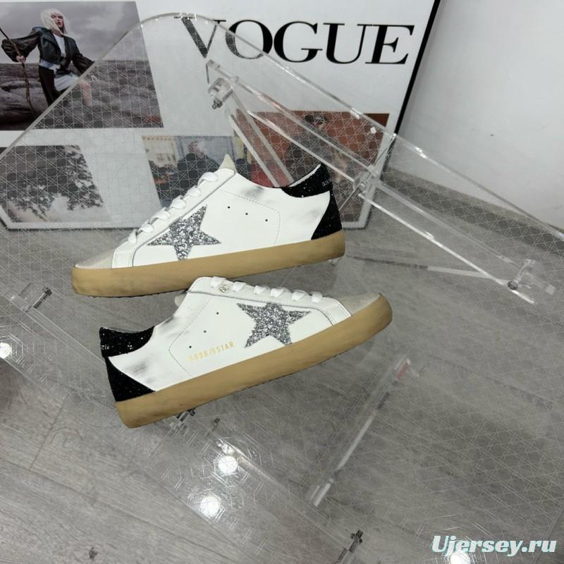 2025 Women GGDB White Black Silver Leather Suede Sneakers