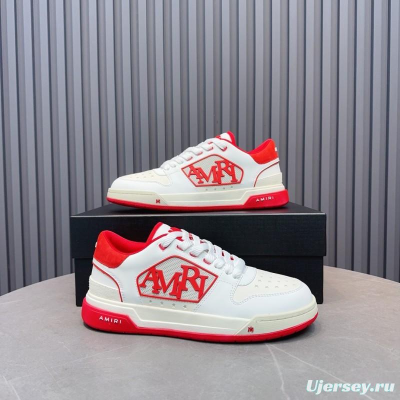 2025 Unisex Amiri White Red Leather Sneakers MJ00360