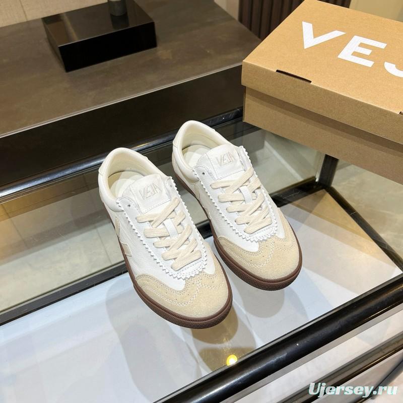 2025 Women VEJA White Beige Leather Suede Sneakers MJ00251