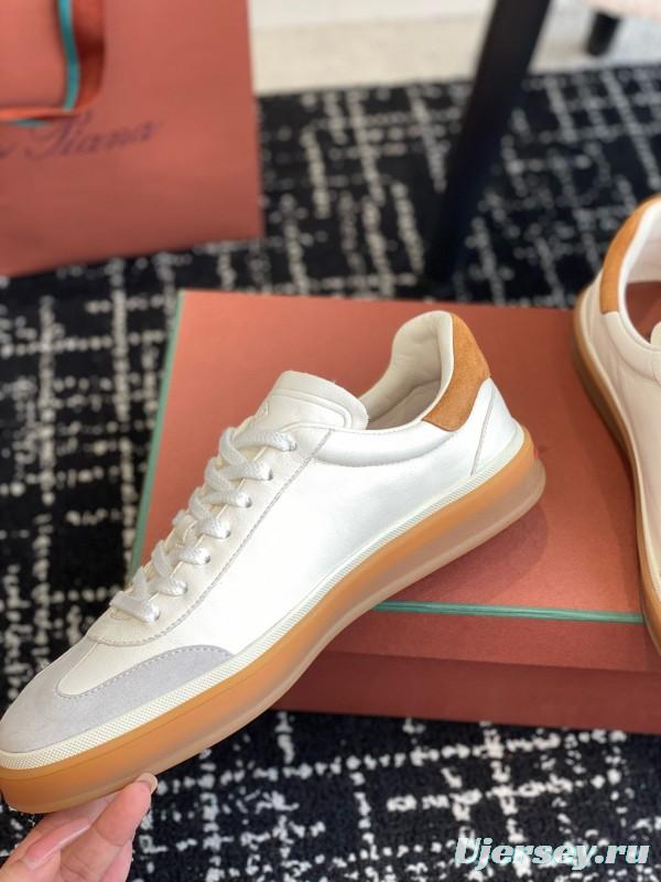 2024 Unisex Loro Piana White Beige Leather Calfskin Plimsolls MJ00320
