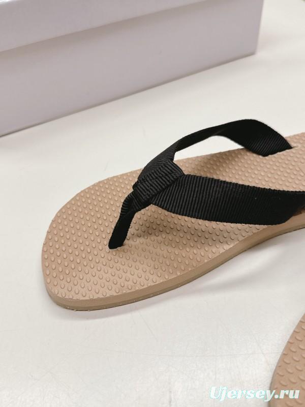 2025 The Row Black Beige Fabric Slippers