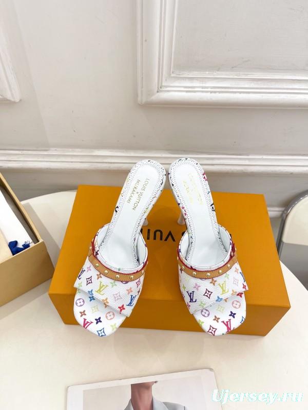 2025 Slippers Louis Vuitton Multi Color Leather Slippers KFY00290