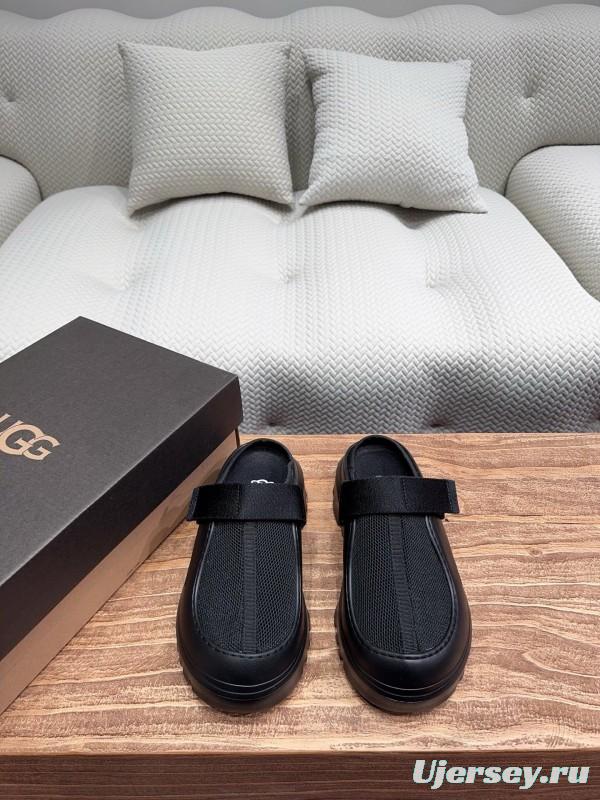 2025 Unisex UGG Black Textile Rubber Slippers Strap KFY00220(F)/KFY00230(M)