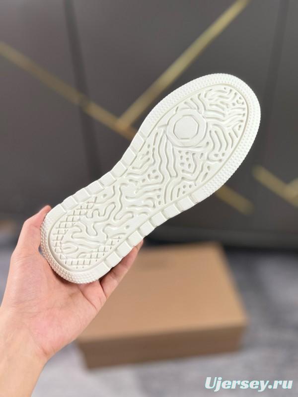2024 Women Burberry White Beige Leather Sneakers MJ00251