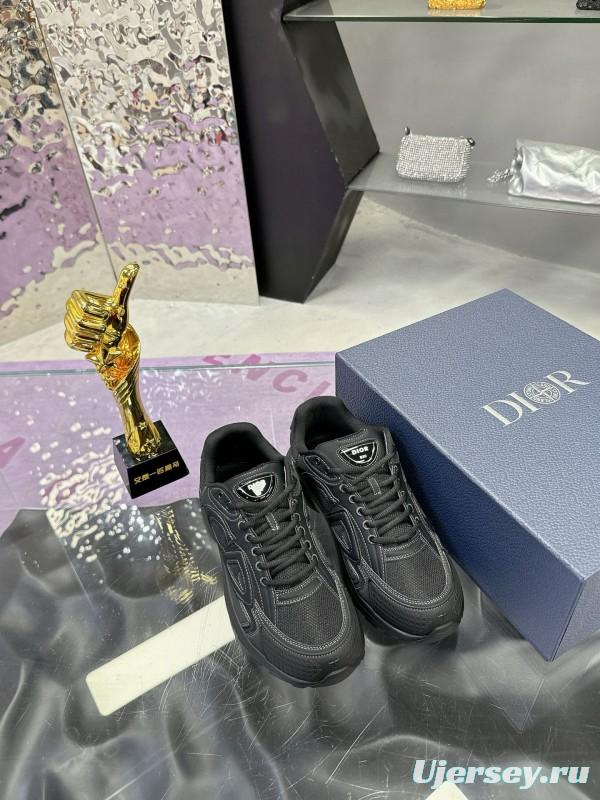 2024 Unisex Dior Black Tech Fabric Mesh B30 Sneakers MJ00330