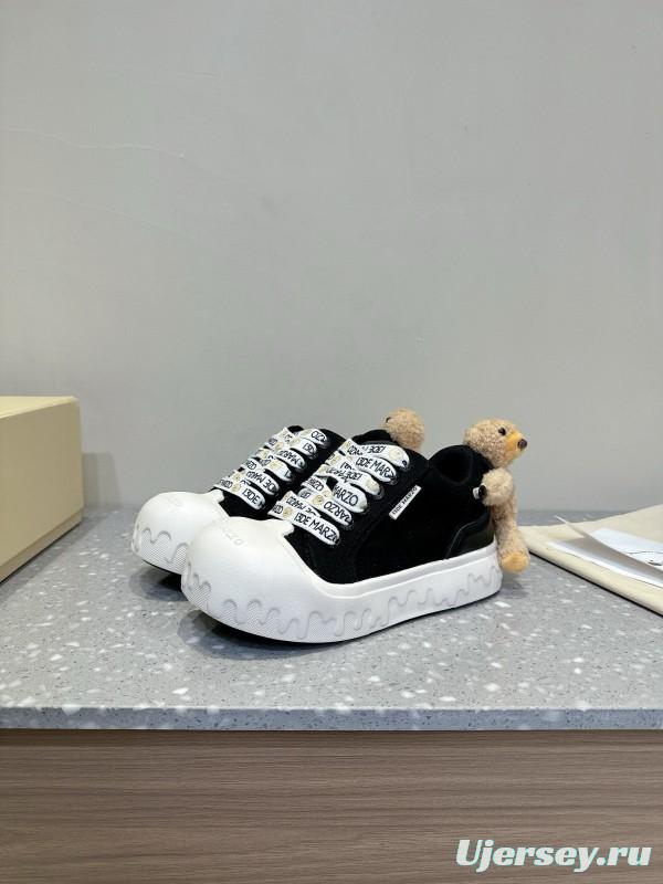 2025 Women 13DE MARZO Black Canvas Small Bear Toy Sneakers KFY00280