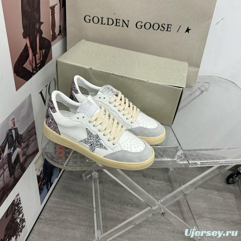 2024 Unisex GGDB White Silver Glitter Leather Suede Sneakers MJ00260