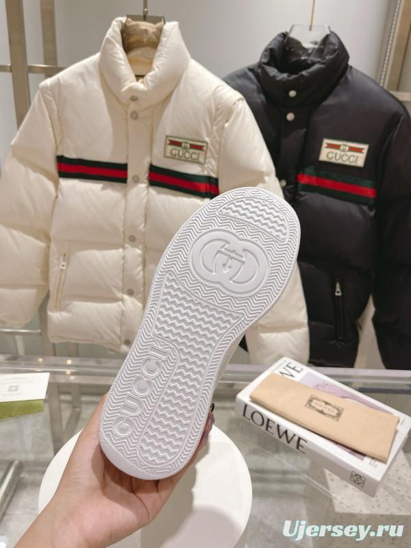 2024 Women Gucci White Sheepskin Snow Boots Gold Hardware