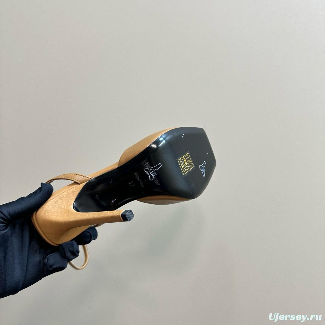 2025 Women Yves Saint Laurent Beige Calfskin Slingback Pumps