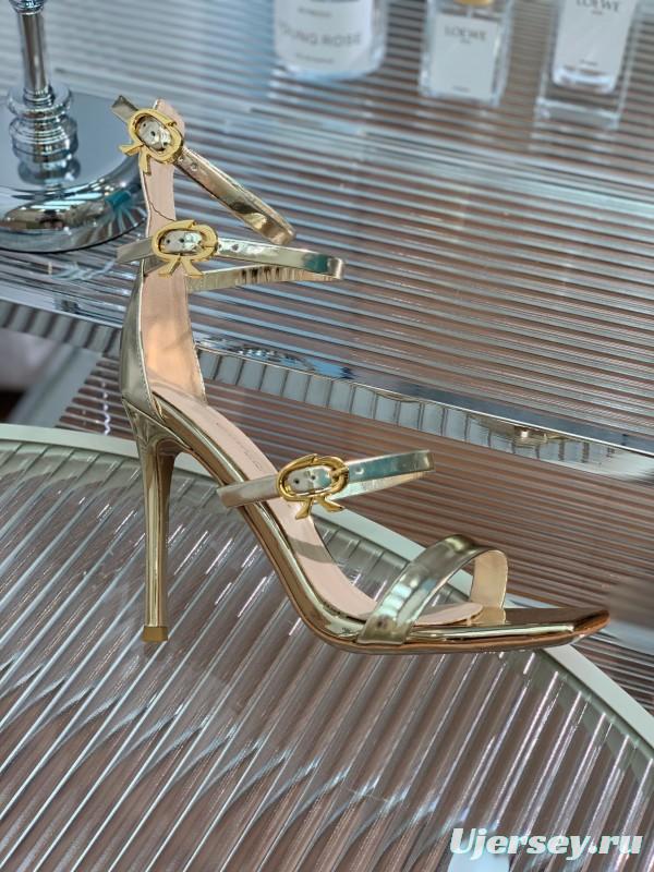 2025 Women Gianvito Rossi Gold Leather High Heel Sandals