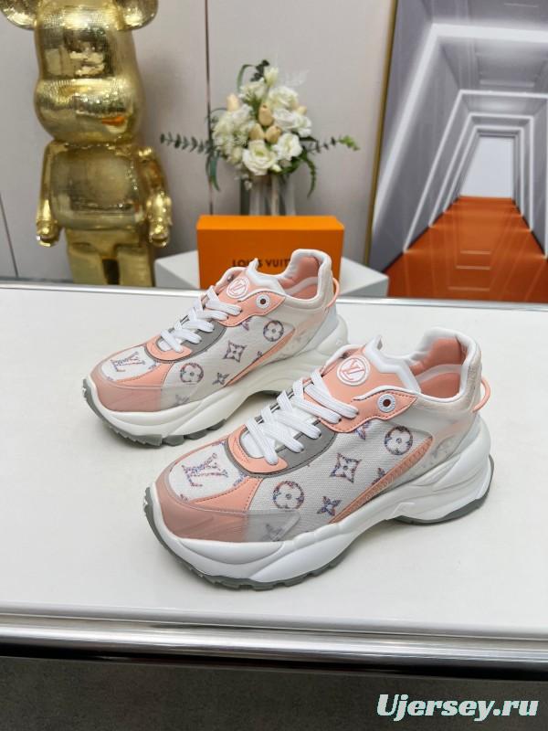 2025 Unisex Louis Vuitton Pink White Leather Tech Fabric Sneakers Monogram LY00340