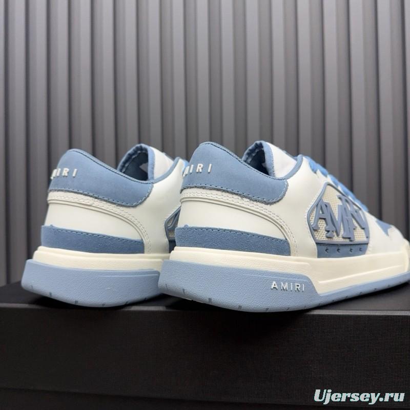 2025 Unisex Amiri White Light Blue Leather Sneakers MJ00360