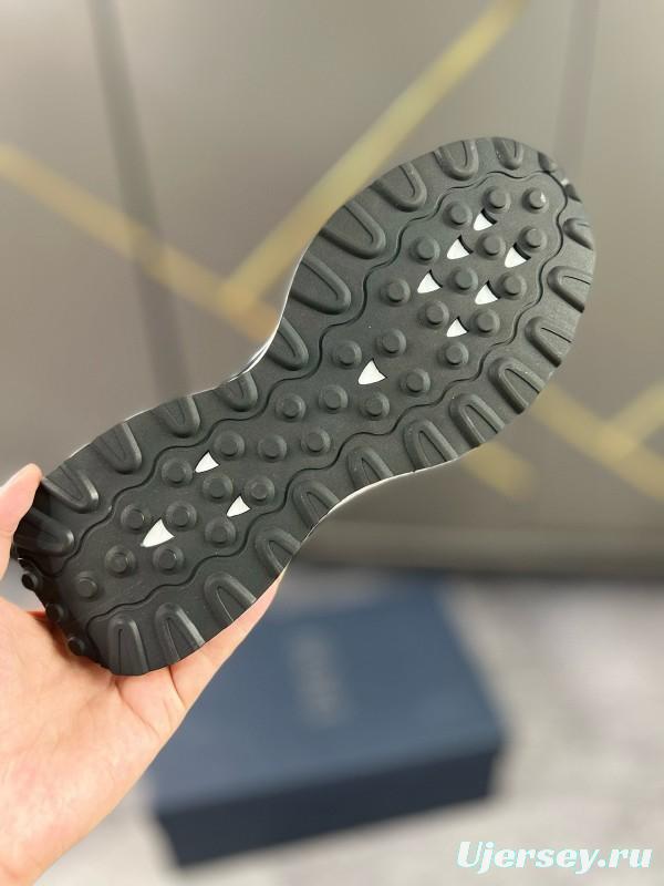 2024 Unisex Dior Blue Grey Leather Fabric Casual Shoes MJ00270