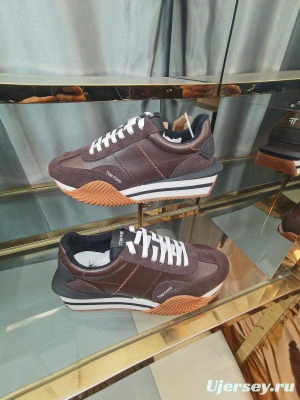 2025 Unisex TOM FORD Brown Black White Leather Cow Leather Sneakers LY00360(F)/LY00370(M)