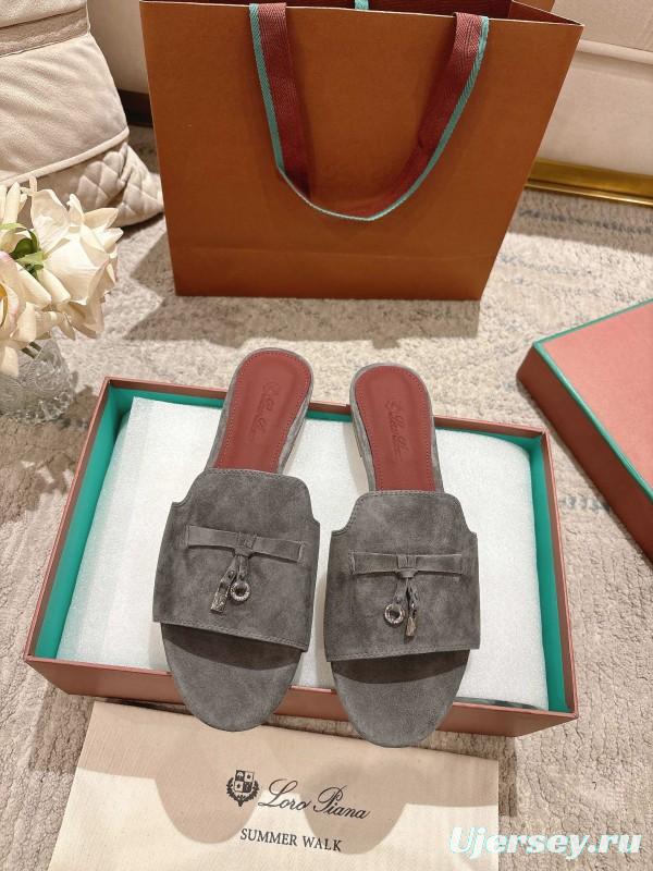 2025 Slippers LP Grey Suede Slippers LY00270