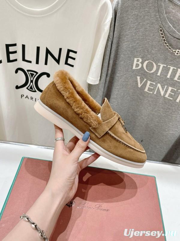 2024 Women Le Parmentier brown suede shearling loafers