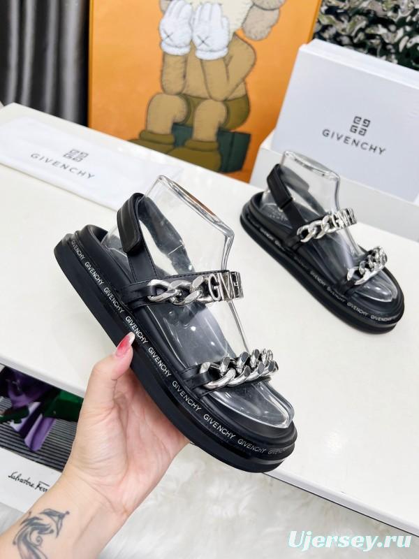 2025 Women Givenchy Black Transparent Rubber Sandals Chain Detail LY00260