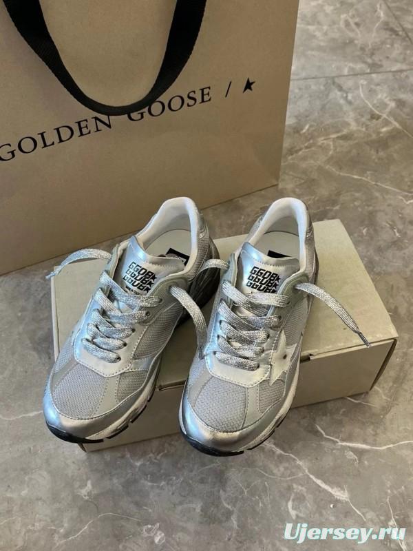 2024 Unisex GGDB Silver Mesh Leather Sneakers