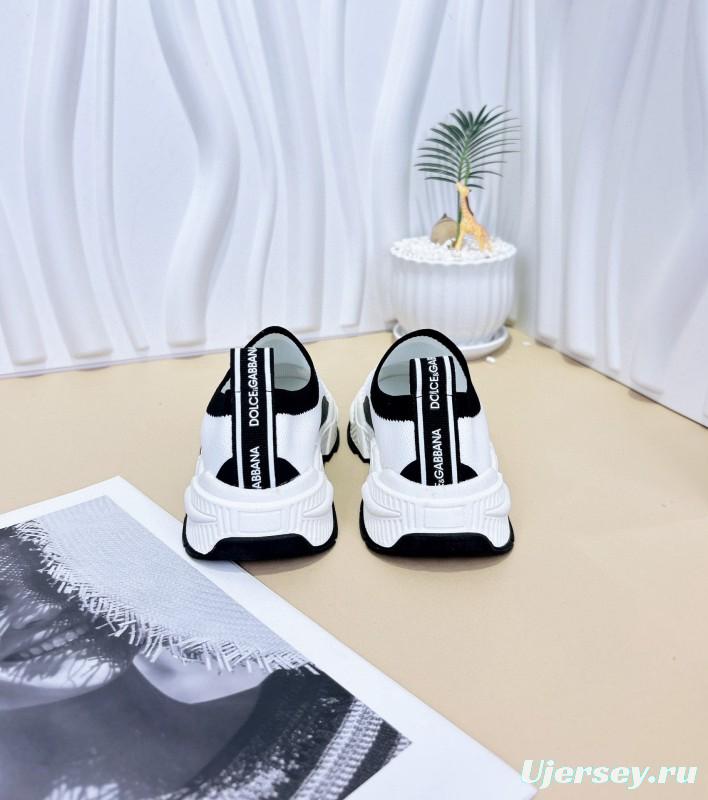 2024 Kids Dolce & Gabbana Pink Black White Fabric Sneakers