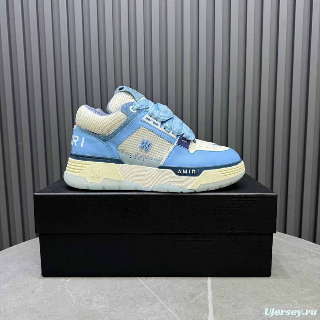 2024 Unisex Amiri Light Blue White Leather Sneakers MJ00360