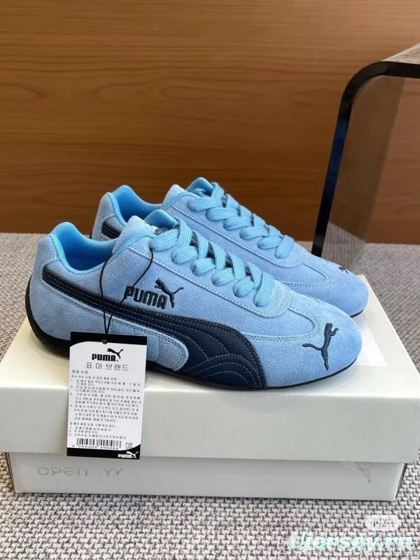 2025 Women Puma Light Blue Black Suede Casual Sneakers KFY00260