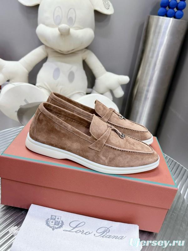 2024 Men Loro Piana Brown Suede Loafers MJ00270