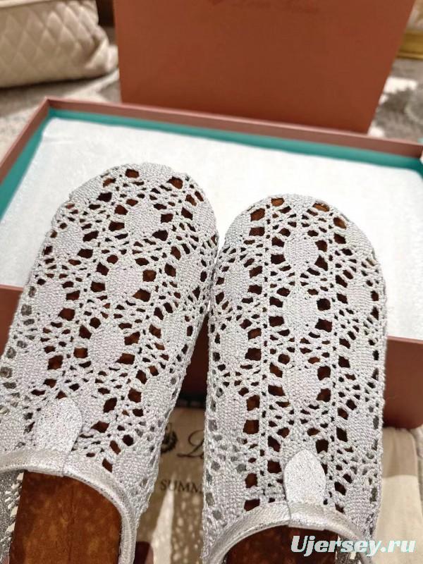 2025 Women LP White Knitted Ballet Shoes LY00250