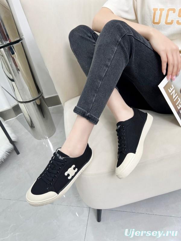 2025 Women Celine Black Canvas Sneakers LY00210