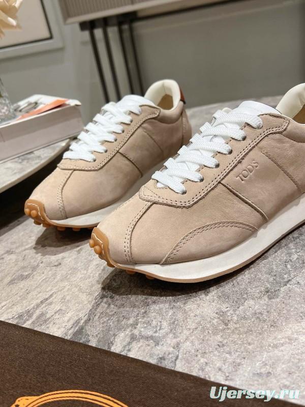 2025 Women TOD'S Beige Leather Suede Sneakers KFY00350
