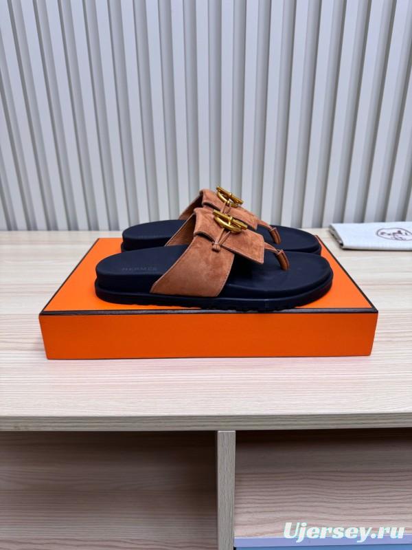 2025 Slippers Hermès Brown Suede Slippers