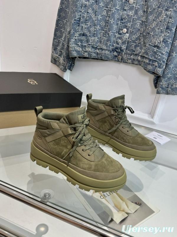 2024 Unisex UGG Black Chestnut Military Green Sheepskin Work Boots MJ00300