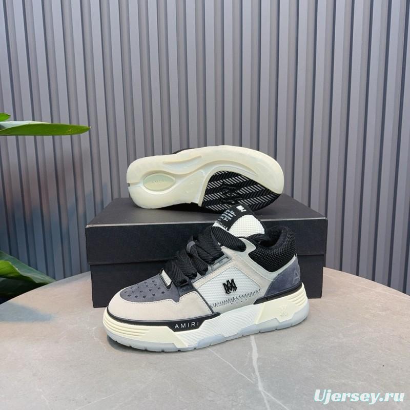 2024 Unisex Amiri Black White Grey Leather Mesh Sneakers MJ00360