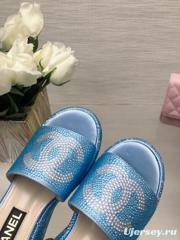 2025 CHANEL Blue Leather Slippers
