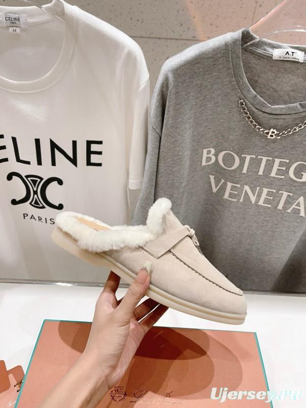 2024 Slippers LP beige suede fur lined summer walk
