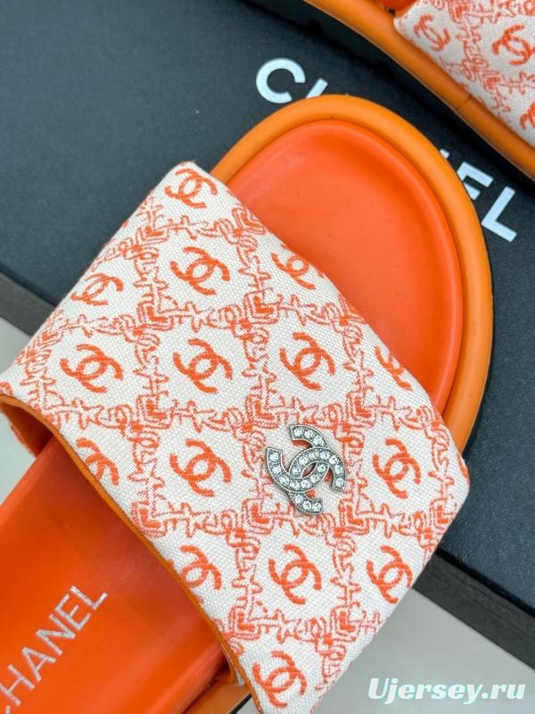 2025 Slippers Chanel Orange Nylon Slippers