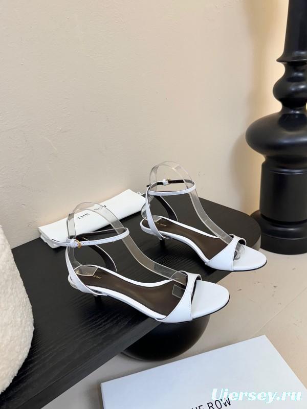 2025 Women The Row White Leather Sandals