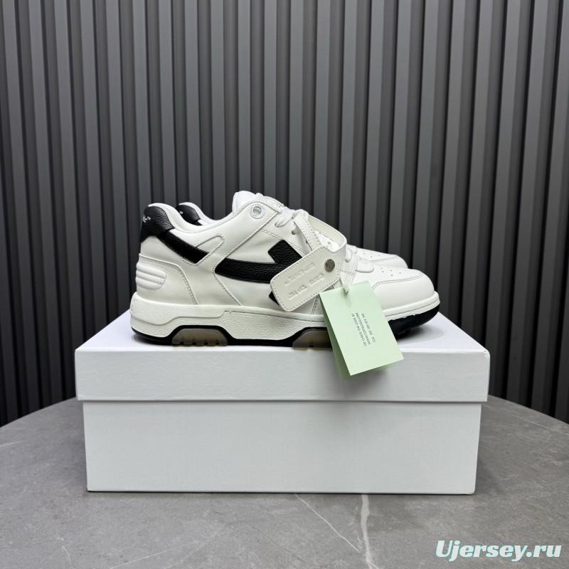 2025 Unisex Off-White White Black Leather Sneakers KFY00310