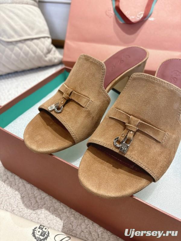 2025 Women LP Beige Suede Mule Sandals