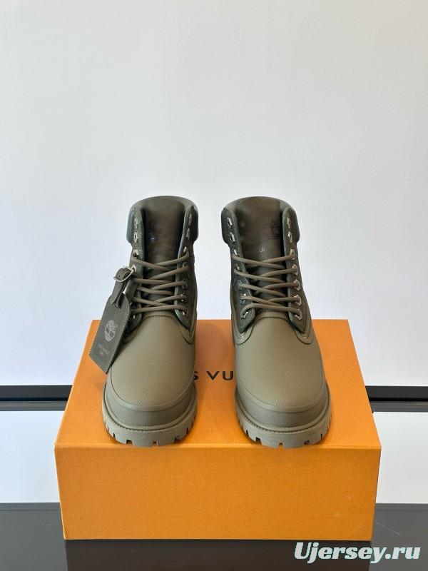 2024 Men Louis Vuitton Brown Rubber Leather Combat Boots MJ00390