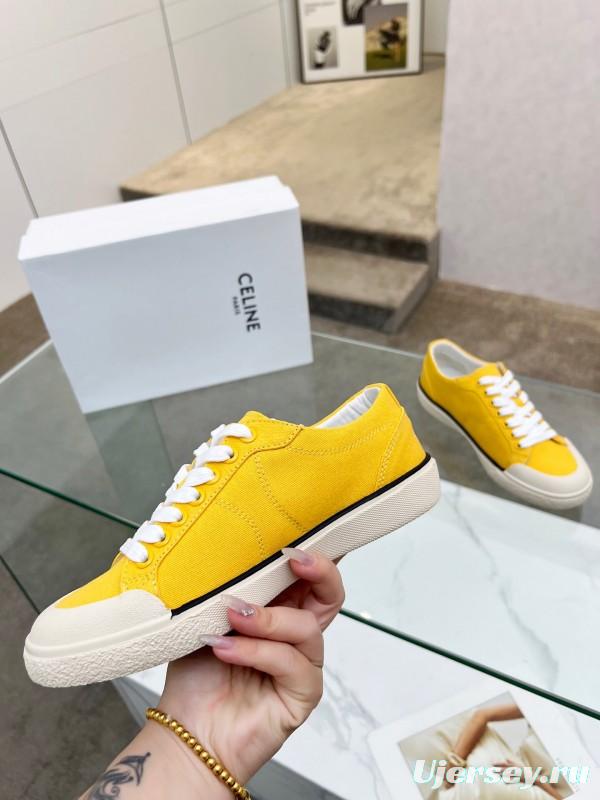 2025 Women Celine Yellow Canvas Sneakers LY00210