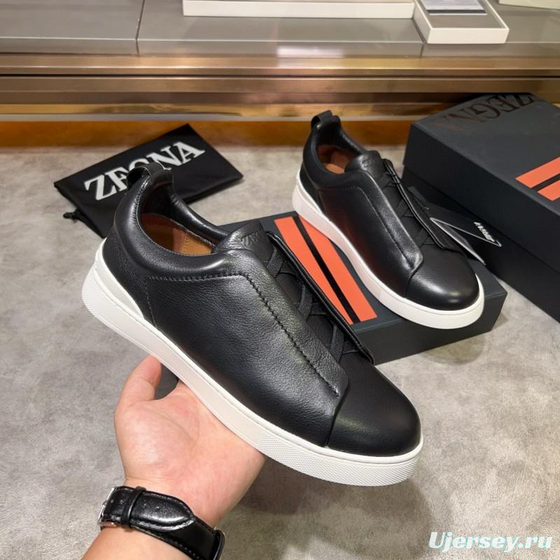 2024 Men Ermenegildo Zegna Black Calfskin Sneakers